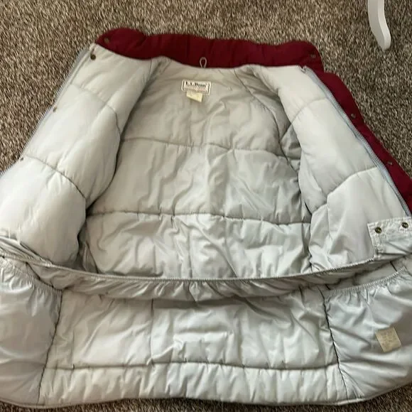 Vintage 80s LLbean Winter Insulated Burgundy Winter Snow Ski Jacket Coat L - Picture 7 of 15